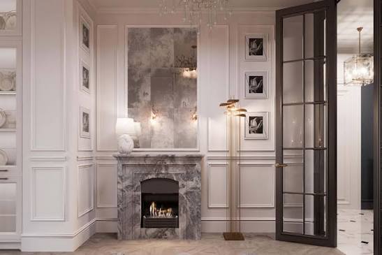 Elegant bedroom with custom built-in wardrobes and ambient lighting